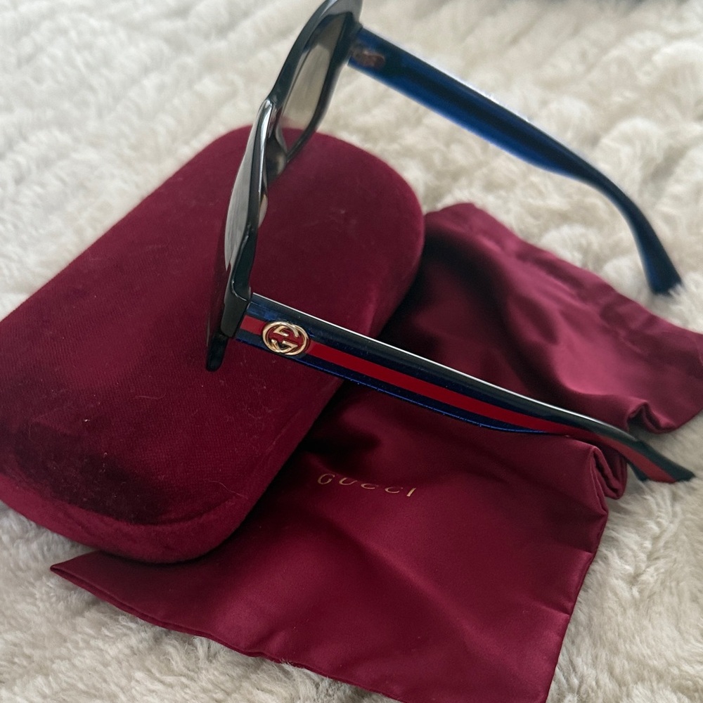 Gucci Men's Sunglasses with Blue and Red Accents